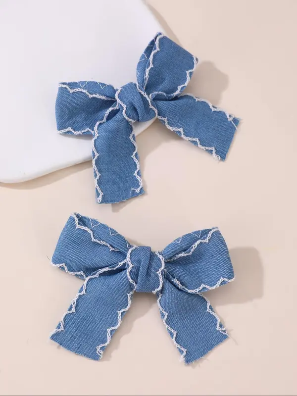 Cute Star Pattern Hair Bows, Denim Hair Bows, Fashionable Hair Accessories for Girls, Minimalist Headwear Suitable for Thick Hair 4