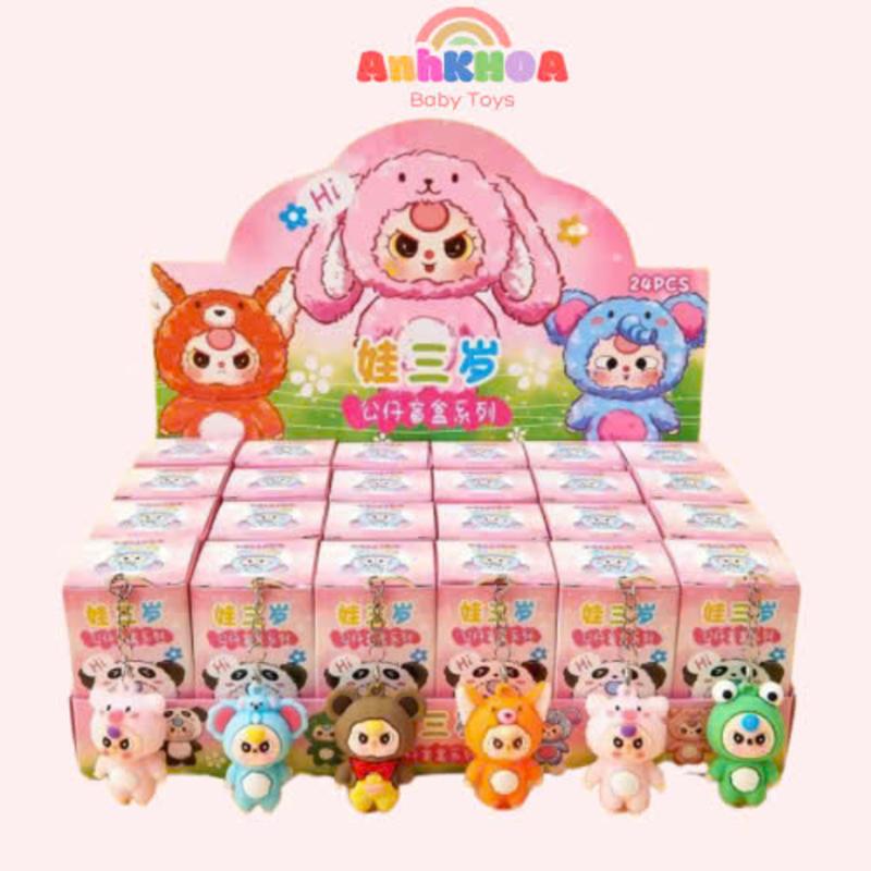 Khay 24 Hộp Móc Khoá BabyThree Bé Ba Tuổi Blindbox Blind Box Móc khoá dễ thương Women Nữ Titan