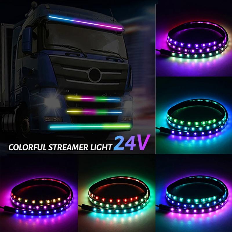 Đèn xe tải 12V-24V Dải đèn LED RGB Đèn môi trường xung quanh DRL Cảnh báo Đèn lái xe Thanh đầy màu sắc Đèn khí quyển nhấp nháy Xe tải ô tô