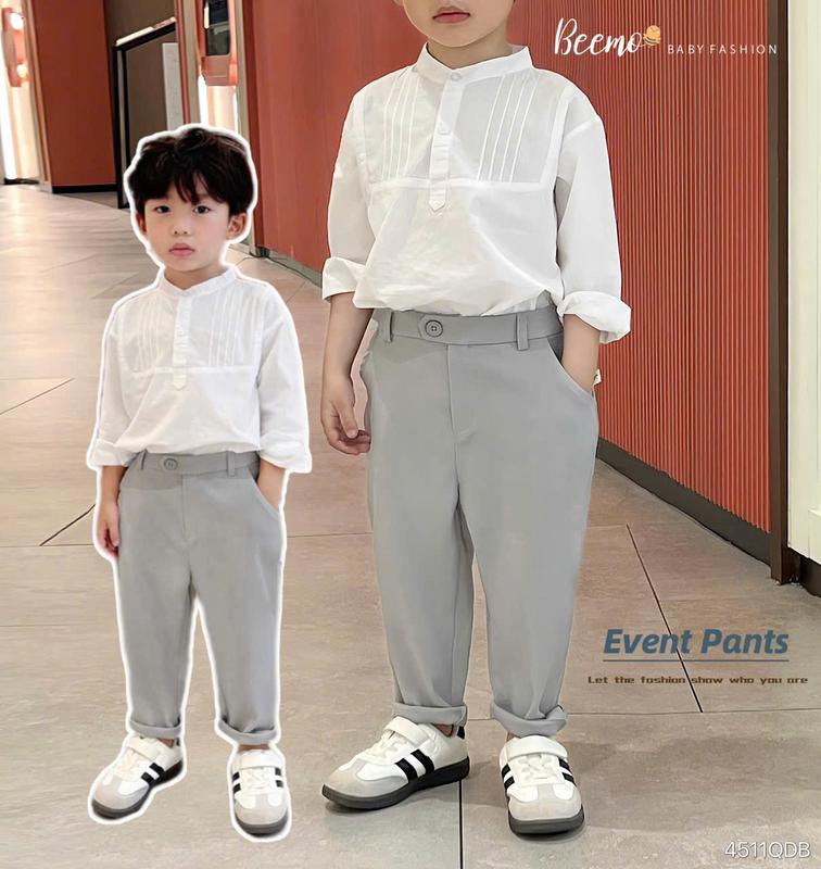  Quần dài âu Beemo FORM RỘNG phối túi sau vải chéo hàn mặc đi học đi tiệc sự kiện cho bé trai 9-24kg 4511QDB 