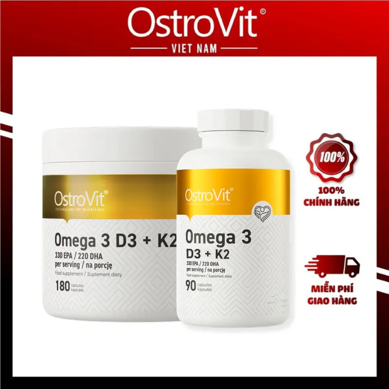 [3in1] Dầu Cá Ostrovit Omega 3 D3+K2 - Thực Phẩm Bổ Sung Sức Khỏe Tổng Thể 0