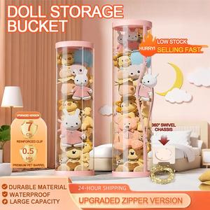 Aynmer Transparent Doll Storage Stuff Toy Organizer Toy Storage  Zipper Toy Storage  Cube Bucket