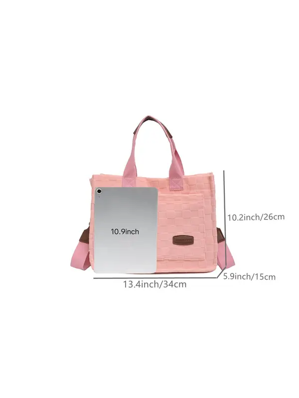 Women's Solid Color Tote Bag, 2025 New Style Fashionable Large Capacity Shoulder Bag for Daily Used, Casual Trendy Versatile High-quality Daily Commuting Bag 5