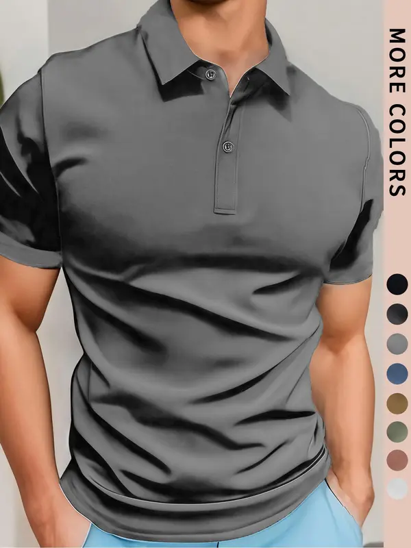 Men's Solid Color Pique Polo Shirt, Regular Fit Casual Breathable Comfortable Short Sleeve Top for Outdoor Daily Wear, Men's Clothes for All Seasons, Tropical 5