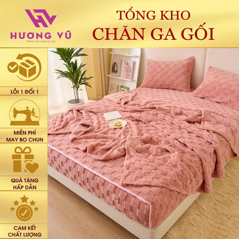 Chăn Ga Gối Nỉ Nhung Tuyết Lông Thỏ SMNL Mềm Mịn Mượt có Ga Nhung Nỉ Tuyết Trải Giường chăn nỉ