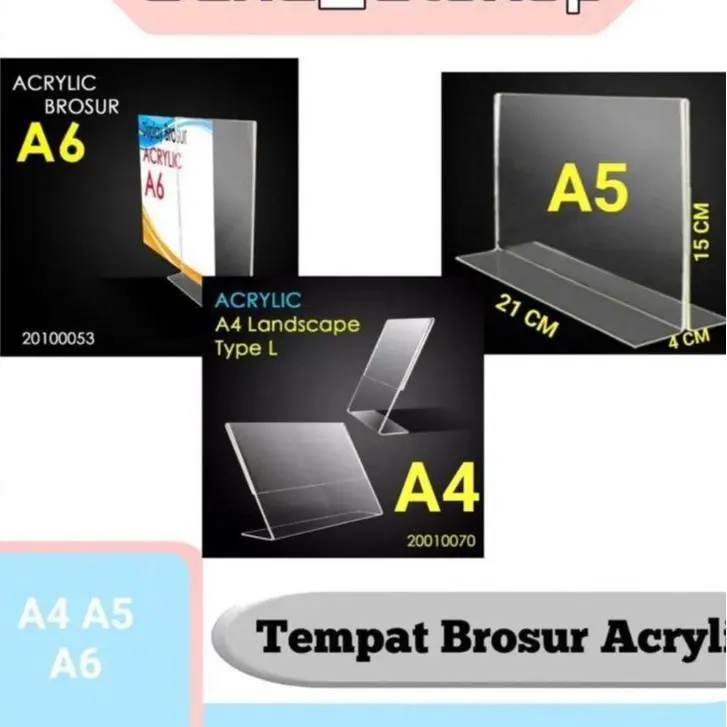 TEMPAT BROSUR / TENT HOLDER / TENT CARD AKRILIK DISPLAY UKURAN A4-A5-A6 DAN NOMER MEJA