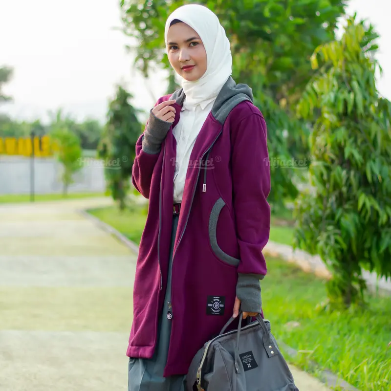 HIJACKET ELEKTRA - Jaket Muslimah Syar'i Panjang - OOTD Hijabers - Jaket Anak Sekolah SMA - Korean Style | Hoodie Muslimah Panjang Basic 4