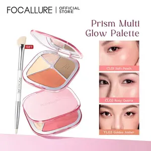 FOCALLURE Prism Multi Glow Palette – Highlighter, Contour & Blush Multi-Use untuk 3D Makeup Look