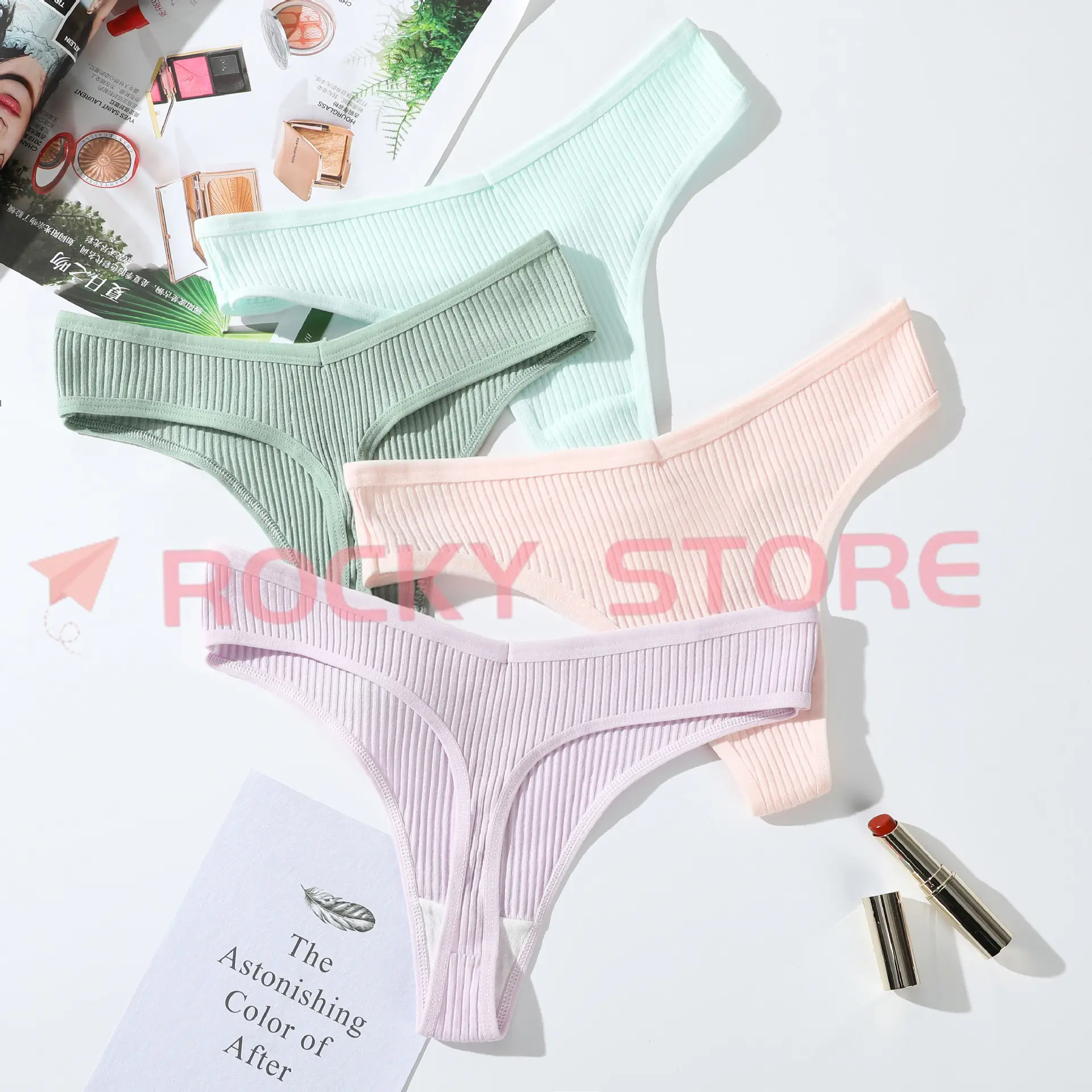 Fashion solid color thread thong panty sexy cotton thong panties low-rise panties female