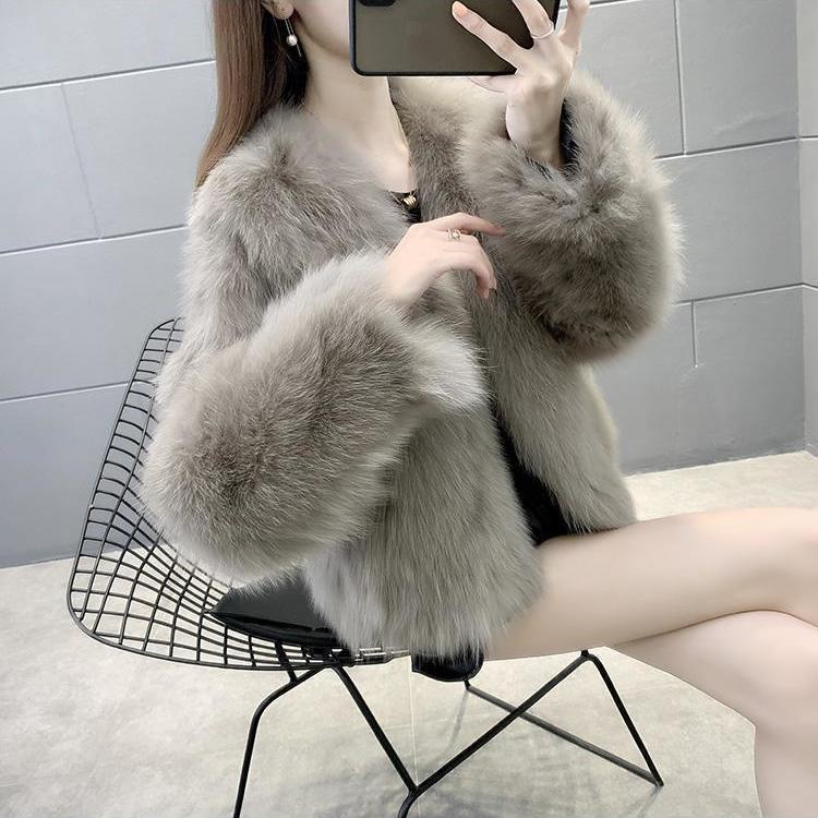 Áo Khoác Lông Cáo Haining Mùa Đông, Dành Cho Nữ, Phong Cách Trẻ Trung, Cổ Chữ V Tích Hợp Lông, Dày Dặn, Phong Cách Hàn Quốc, Phong Cách Phương Tây, Sản Phẩm Bán Chạy Phổ Biến Năm 2024 1