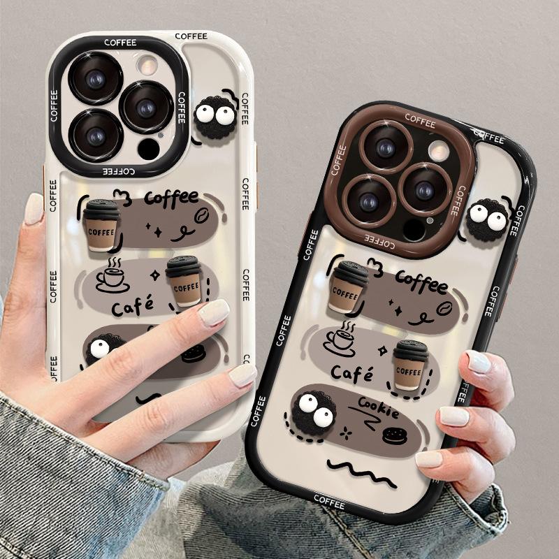 IPhone Suitable for Apple 14promax Phone Case Iphone13 Graffiti Coffee Briquette Doll 11/15 Silicone Funny /16 0