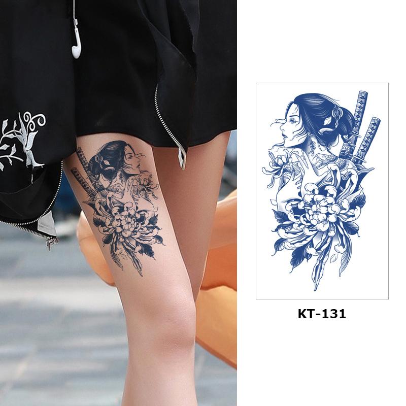 Hình xăm dán geisha, miếng dán tattoo hình xăm nhật cổ tạm thời 15 ngày chống nước trang điểm KT-131