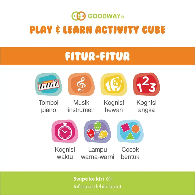 Goodway Play & Learn Activity Cube GW3850A / Busy Box / Mainan Edukasi Anak / Mainan Anak / Wisdom Box - Mainan Bayi 5