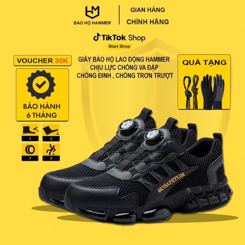 Giày Bảo Hộ Lao Động HAMMER Thông Minh Vặn Chỉnh Dây Mũi Thép Chịu Lực Lót Chống Đinh Cách Điện Chống Trơn Trượt An Toàn Bảo Hộ Siêu Bền Thời Trang