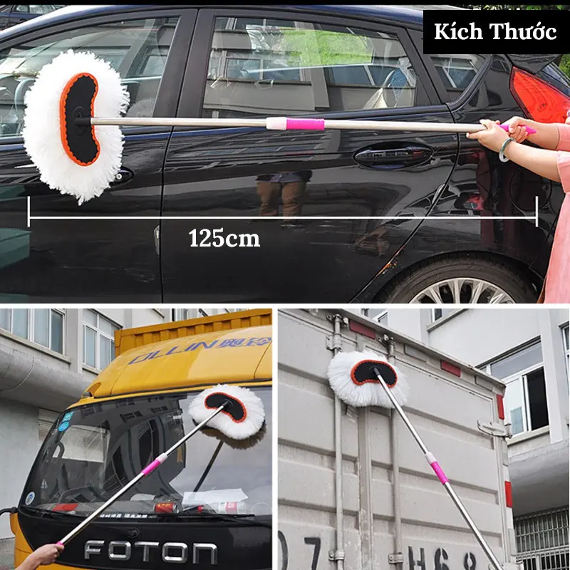 Cây Lau Rửa Xe Ô Tô Cán Dài Lông Mềm – Cán Chổi Có Thể Kéo Dài (Có Bán Lẻ Đầu Chổi) Phụ Kiện Lau Xe 3