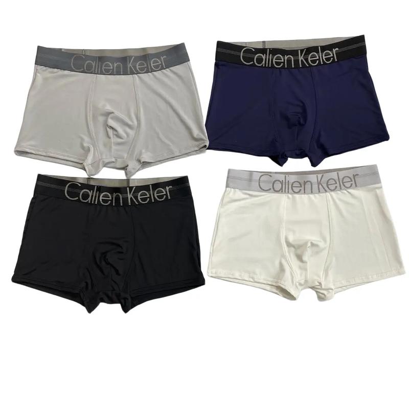 Quần Sip Nam Quần boxer/quần đùi Keler Bản Cạp 4cm Chữ Dệt Chất Vải Thun Lạnh Co Giãn Đa Chiều Mềm Mịn Thoáng Mát Kẻ sọc Menswear Sịp Kem Nhung