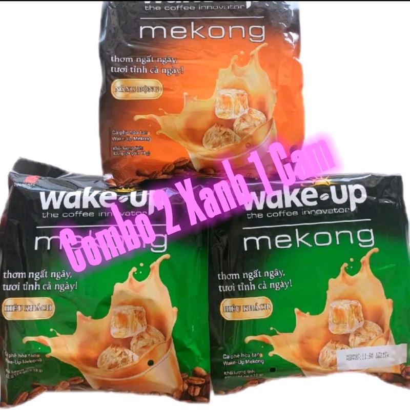 Combo 3 bịt Cafe sữa Wake Up Mekong Mẫu mới (1 bịt 24 gói ×18g Coffee Cà Phê 0