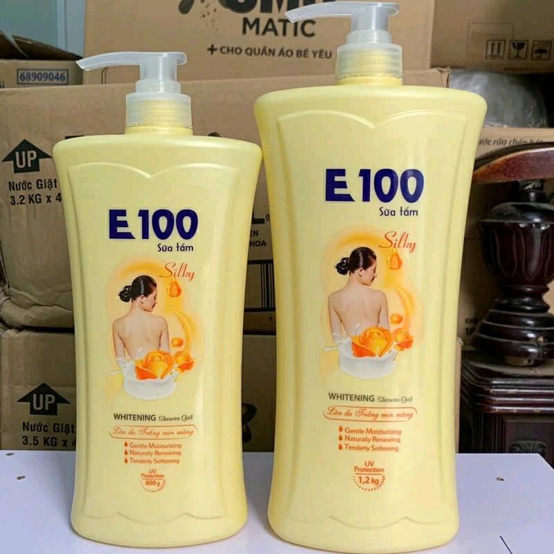 SỮA TẮM E100 SILKY vàng 1,2ML và 800ML
