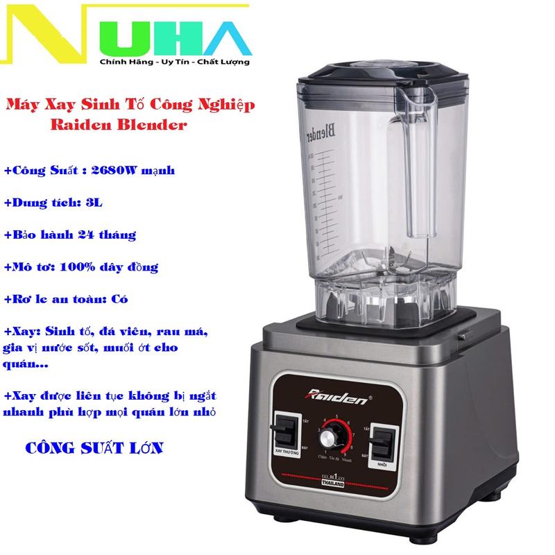 Máy xay sinh tố công nghiệp 2680W Raiden RD-628, cối tổng 3L(1.8L vạch chia) xay đá, rau má, gia vị, muối ớt, nước sốt