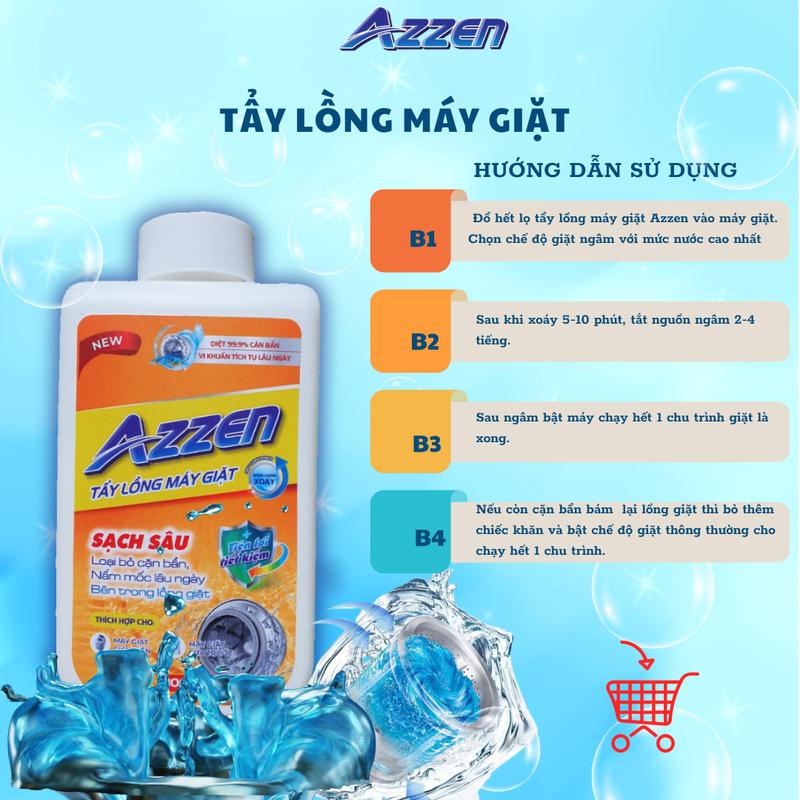 Combo 2 Chai Tẩy Lồng Máy Giặt Azzen Giúp Làm Sạch Cặn Bẩn, Vi Khuẩn, Nấm Mốc Máy Giặt, Tăng Tuổi Thọ Cho Máy Giặt 9