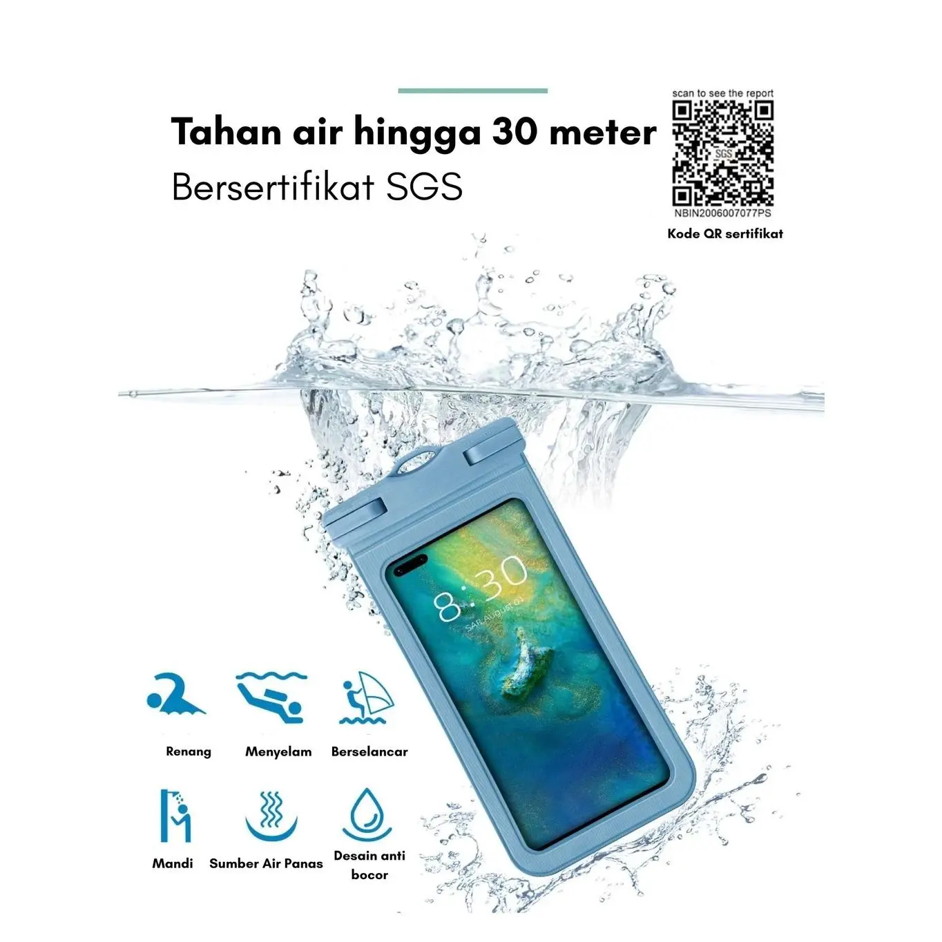 TAS HP ANTI AIR 7,2 INCH | KANTONG HP ANTI AIR | Waterproof Mobile Phone Pouch Universal Case Bag Tas Anti Air Linen