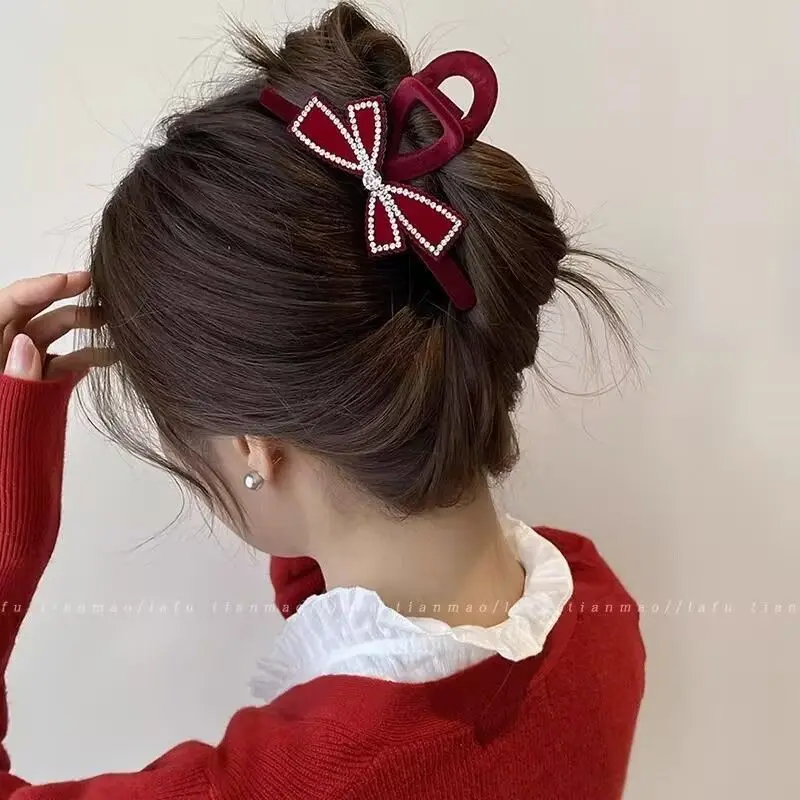 Kẹp Tóc Càng Cua Năm Mới, Thiết Kế Thanh Lịch, Cỡ Lớn, Nơ Đỏ, Kẹp Sau Đầu, Kẹp Cá Mập Mới, Phụ Kiện Tóc, Được Thu Thập Bởi 34k Người, Thích Hợp Cho Mùa Thu Và Mùa Đông kẹp  tóc  bạc kẹp  nửa  đầu kẹp  tóc  vô  tri kẹp  tóc  nơ  chụp  kỷ  yếu