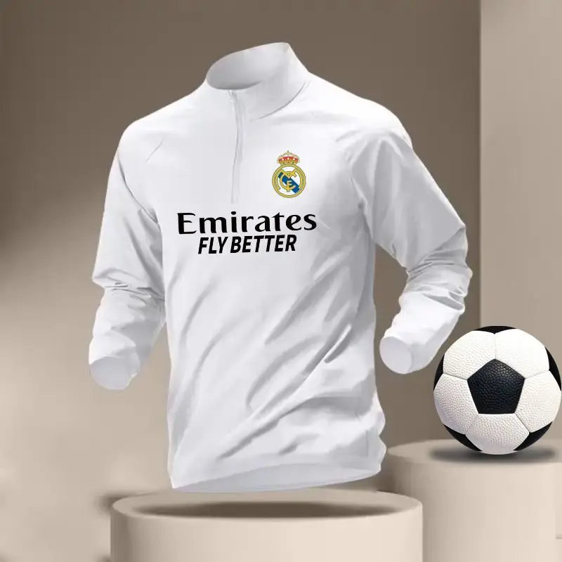 Đồng Phục Bóng Đá, Real Madrid, Barcelona, Manchester City, Cùng Phong Cách, Dài Tay, Có Khóa Kéo, Nhanh Khô, Thích Hợp Cho Thể Thao, Chạy Bộ, Tập Luyện, Thoáng Khí, Dành Cho Nam Và Nữ, Ngày: 20242425