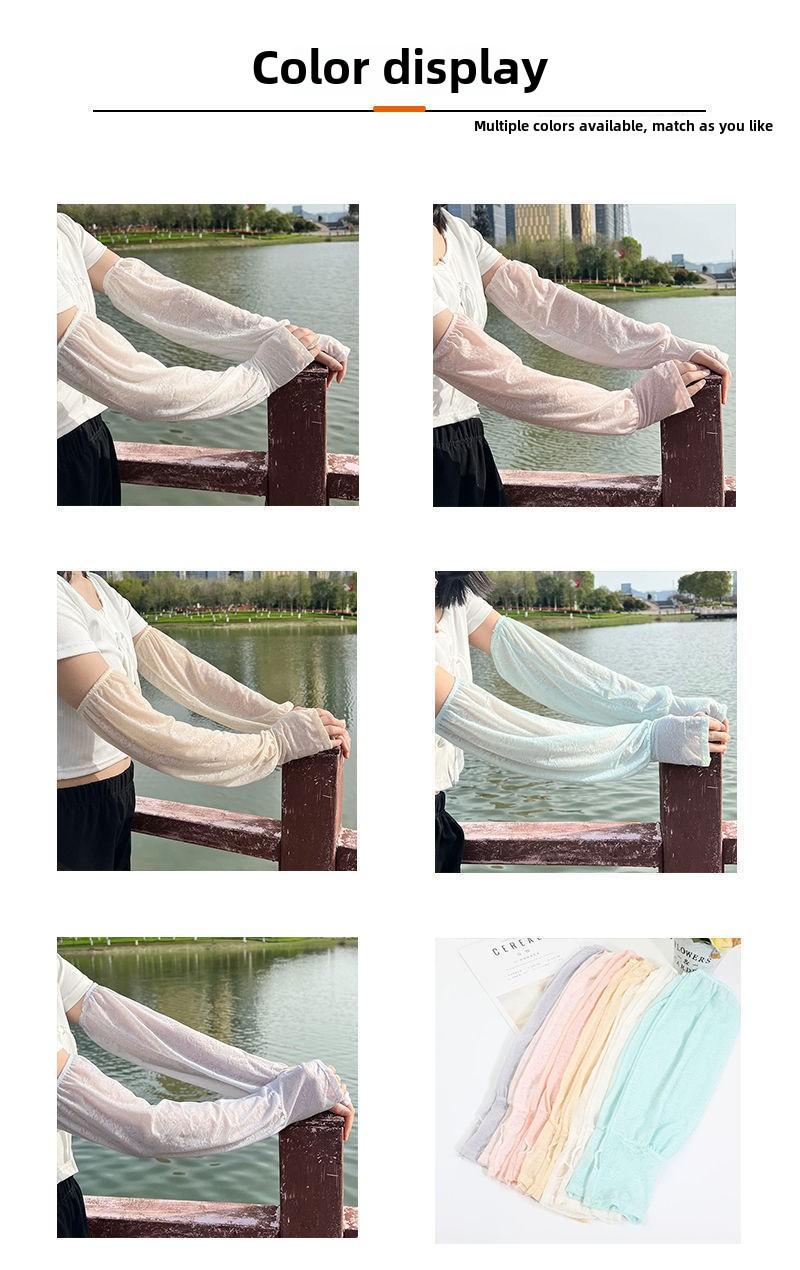 Product Introduction of Lace sunscreen ice sleeves Thin driving sunscreen Loose cool sleeves Women's ice silk sleeves Summer breathable 4