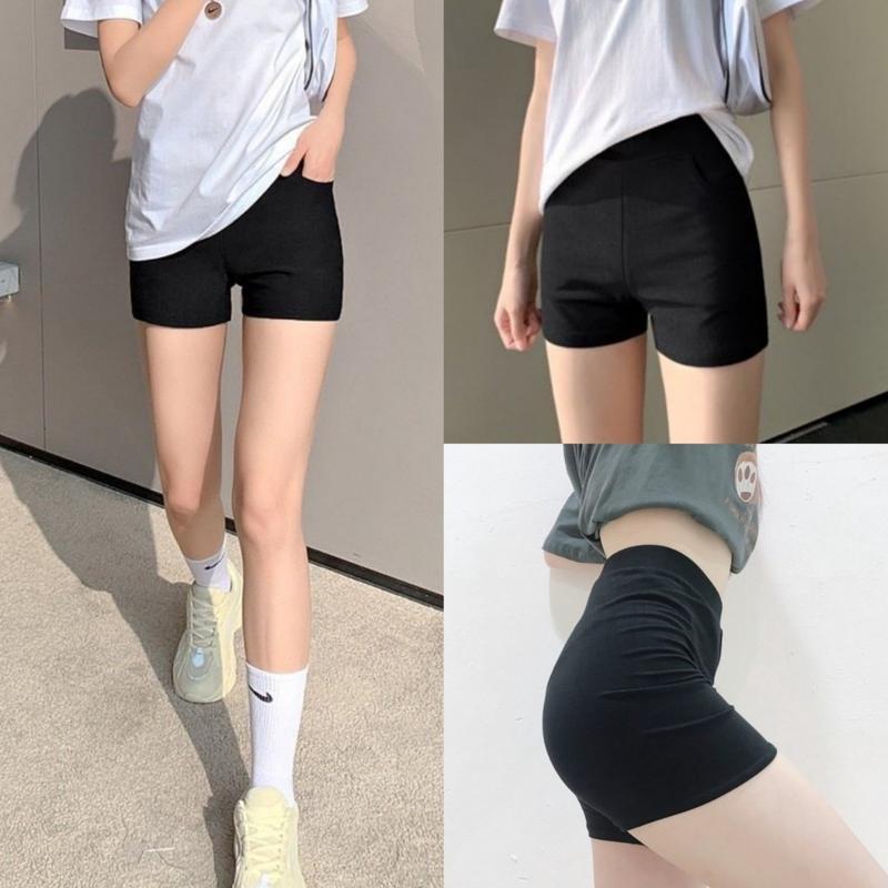  Quần Short Biker dáng ngắn lưng cao nữ tập gym yoga - Quần legging đùi nữ ngắn co giãn mặc đi biển thể thao ở nhà hè mát mẻ Sport Tập Yoga 