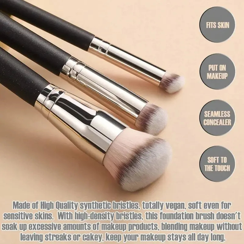No.270 Concealer Brush No.170 Foundation Brush No.370 Concealer Brush Concealer Puff Brush with A Flat Brush Head Contouring Makeup Brush
