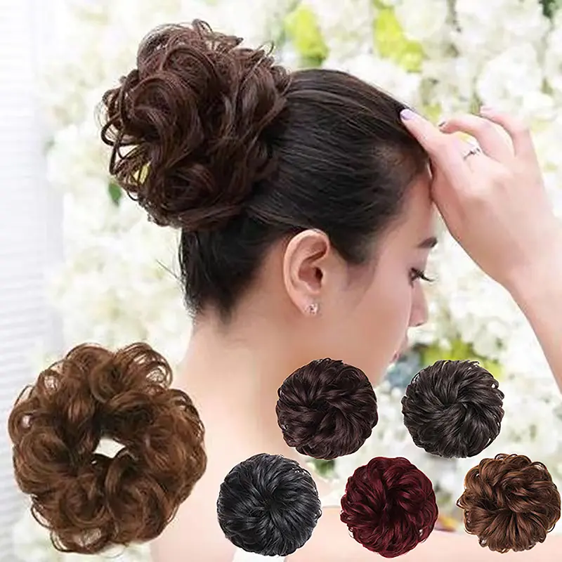 Tóc Giả Búi Tóc Tóc Tổng Hợp, Dành Cho Nữ, Tóc Đuôi Ngựa Tóc Nối Scrunchie, Kẹp Tóc Xoăn Gợn Gợn Sóng Co Giãn Quấn Scrunchie