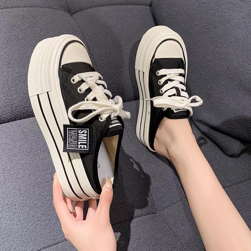  Giày lười Nữ SMILE Vải Canvas Đế Cao 5P Siêu Tiện -  Lùi 1 Size  HapuA35 