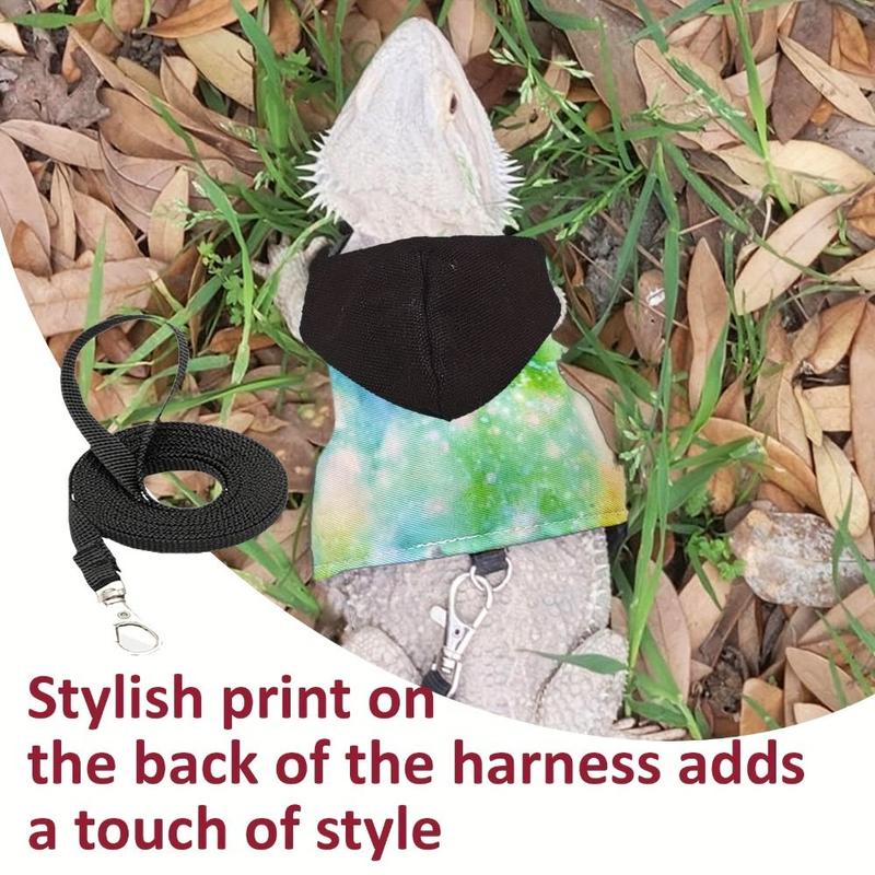 Product Introduction of Fashion Adjustable Lizard Rope Bearded Dragon Lizard Hoodie Colorful Canvas Reptile Outdoor Chest Harness Comfort with Leash Lizard Harness Vest Suitable for Squirrel 10