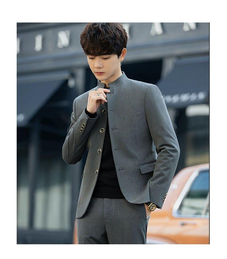Product Introduction of Spring and Autumn Zhongshan Suit 2023 Men's Trendy Pu Handsome Slim Fit Chinese Stand Collar Handsome Tang Suit Coat Youth Suit Suit Sport 12