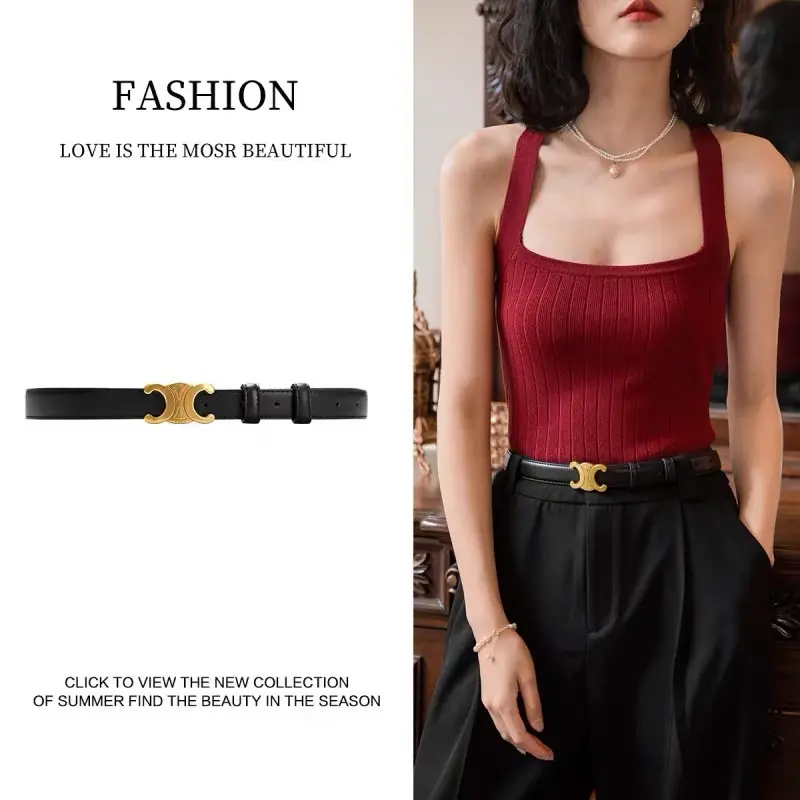 Thắt lưng da bản nhỏ nữ thắt lưng váy áo 1.8cm mặt đồng CN sang chảnh - Dây nịt đai váy nữ hotgirl