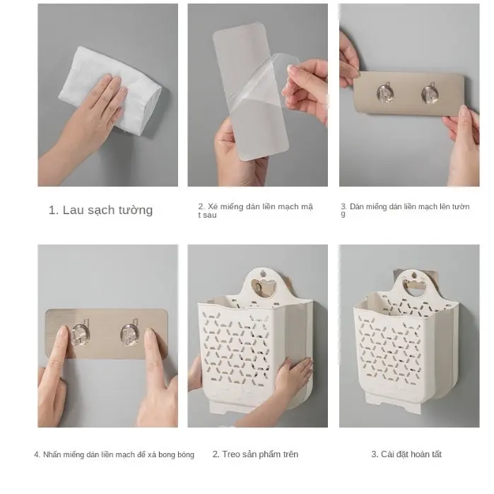 ￼Giỏ Đựng Quần Áo Bẩn Nhà Tắm Thiết Kế Tay Cầm Treo Tường Có Thể Gấp Gọn Chất Liệu Nhựa Dẻo Kèm Miếng Dán 2