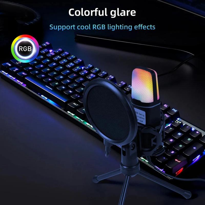 Micro Có Dây USB, SF666R, Giảm Tiếng Ồn, Mic Ngưng Tụ RGB, Để Phỏng Vấn, Vlog, Quay Video, Ghi Âm, Podcast, Có Giá Chân Đế 4
