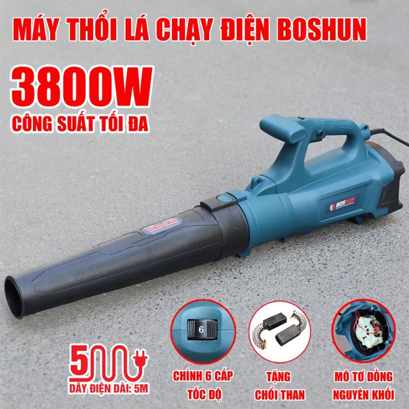 Máy thổi lá điện BOSHUN BS-ELB3800W, 3800W, Dây điện dài 8m, 6 Tốc độ 4