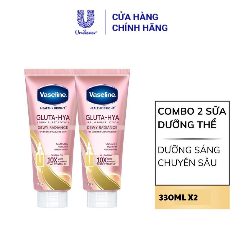 Combo 2 Sữa dưỡng thể Vaseline Gluta-Hya Hỗ Trợ Dưỡng Da Sáng Mịn Chuyên Sâu 330MLx2 [2]