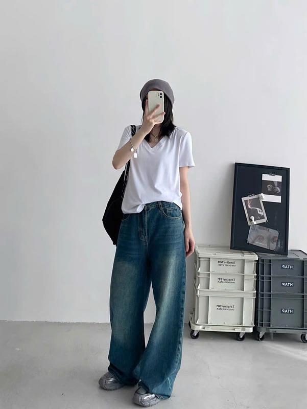 ÁO THUN CỔ TIM NỮ TRƠN DỄ PHỐI ĐỒ OVERSIZE <72KG Top Cổ Tròn Nữ Cotton Women 5