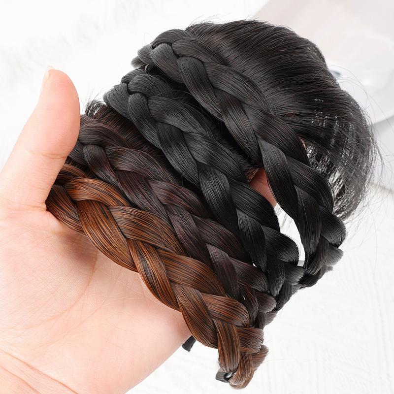 Tóc Giả Tổng Hợp, Có Mái Và Băng Đô, Viền Gọn Gàng, Với thắt bím Tóc Hàng, Tóc Nối, Kẹp Tóc 5