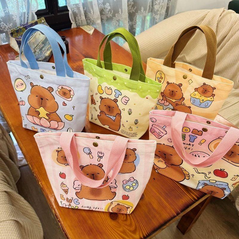 Túi Bucket Vải Bố Capybara, Năm 2025, Thích Hợp Cho Sinh Nhật Bé Gái, Túi Ăn Trưa, Túi Cầm Tay Nhỏ Túi Tote Cầm Tay Dễ Thương, Kapibala, Được Xếp Hạng 93% Tích Cực 8