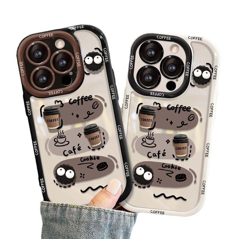 IPhone Suitable for Apple 14promax Phone Case Iphone13 Graffiti Coffee Briquette Doll 11/15 Silicone Funny /16 4