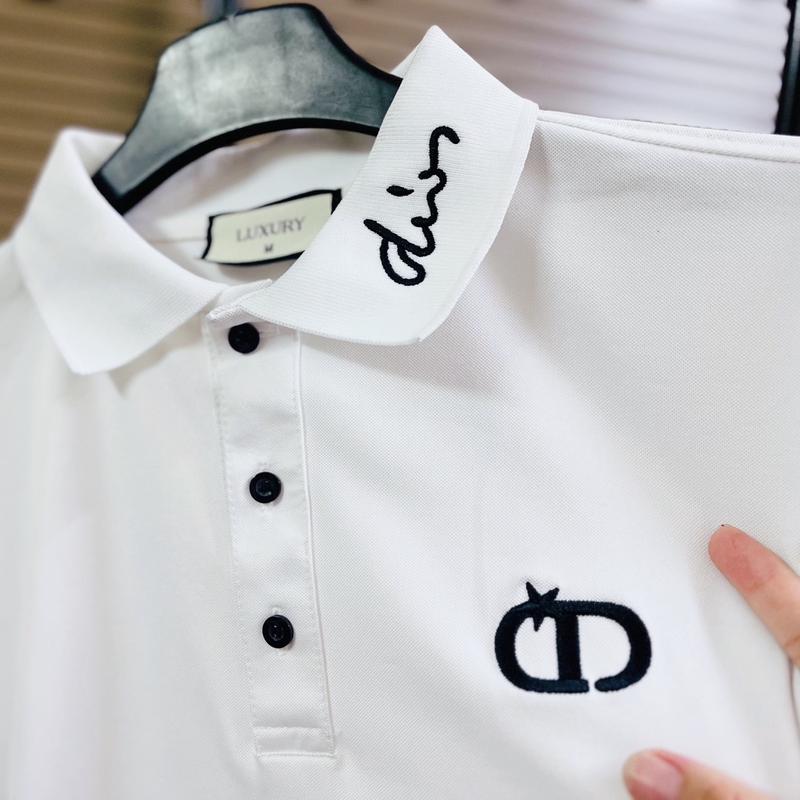 Áo polo nam cổ thêu chữ phối 3 nút trẻ trung chất boy phố Menswear Ngắn Tay Có Cổ Shirt
