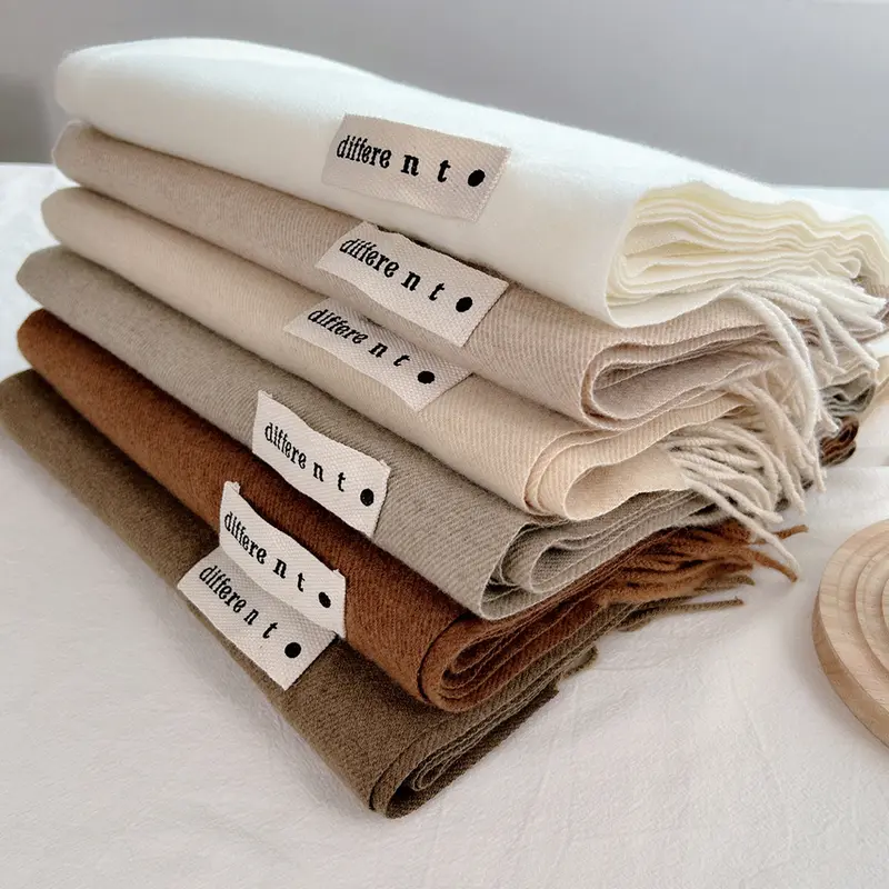 Khăn choàng cổ trơn Different tone màu Neutral chất Cashmere dạ Khăn choàng tua rua đa năng ấm áp phong cách Hàn Quốc khan  quang Quàng Cổ Len khan  len muadong 8