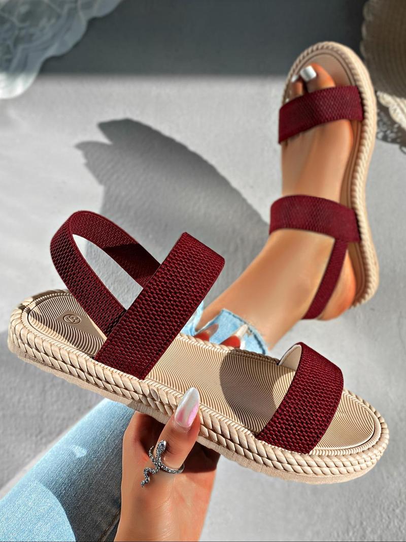 Product Introduction of Women's Fashionable Plain Color Flat Sandals, Casual Versatile Open Toe Sandals for Summer, Lightweight Breathable Comfortable Shoes for Daily Wear 1