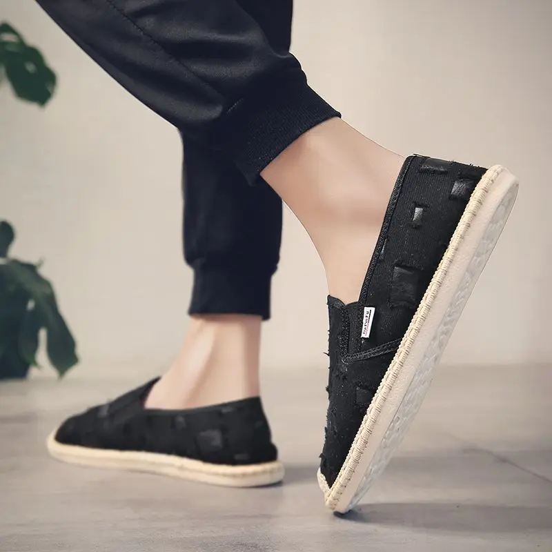 Giày Ngư Dân, Giày Vải Bắc Kinh Cũ Cho Nam, Kiểu Lười, Thoáng Khí, Giày Lười Thường Ngày Và Lười Biếng, Thiết Kế Rách, Hợp Xu hướng, Dành Cho Nam, Năm 2024 4