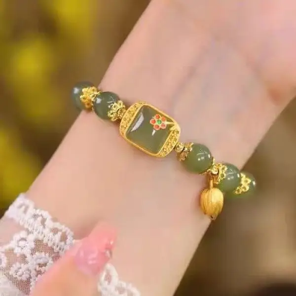 Gelang Tangan Manik Teratai, Bentuk Ladu, Saiz Persegi, Untuk Wanita, Mampu Milik, Rekaan Mewah, Niche, Indah, Manik Bertuah