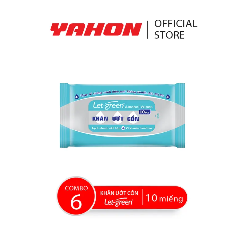 Combo 6 Khăn Ướt Cồn LET-GREEN Diệt Khuẩn 10 Miếng/Gói 0