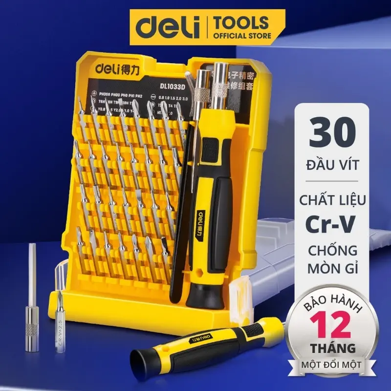 Bộ Tua Vít Đa Năng 30 Đầu Vít Chính Hãng DELI - Sửa Chữa Điện Thoại Máy Tính Và Đồ Điện Tử